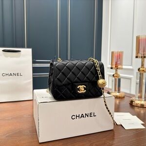 Chanel Black Quilted Mini Flap Shoulder Bag with Gold Chain